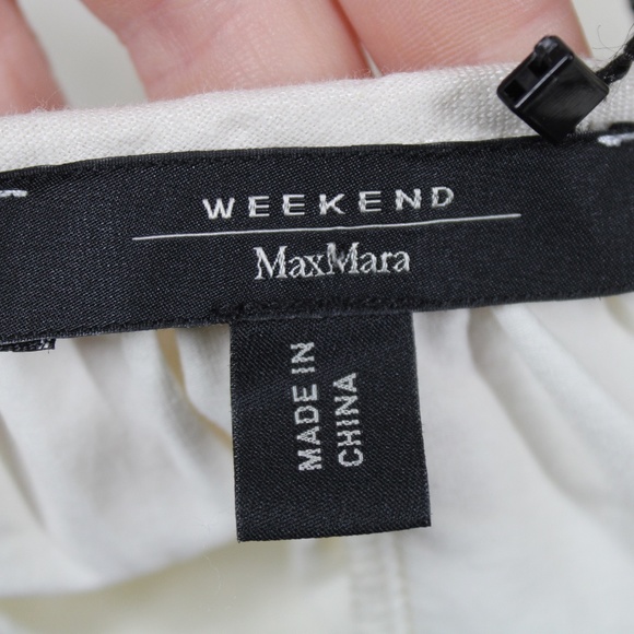 NWT Max Mara Weekend S Beige Linen/Jersey Tie Tassel Neck Peasant Boho Top - Picture 10 of 12